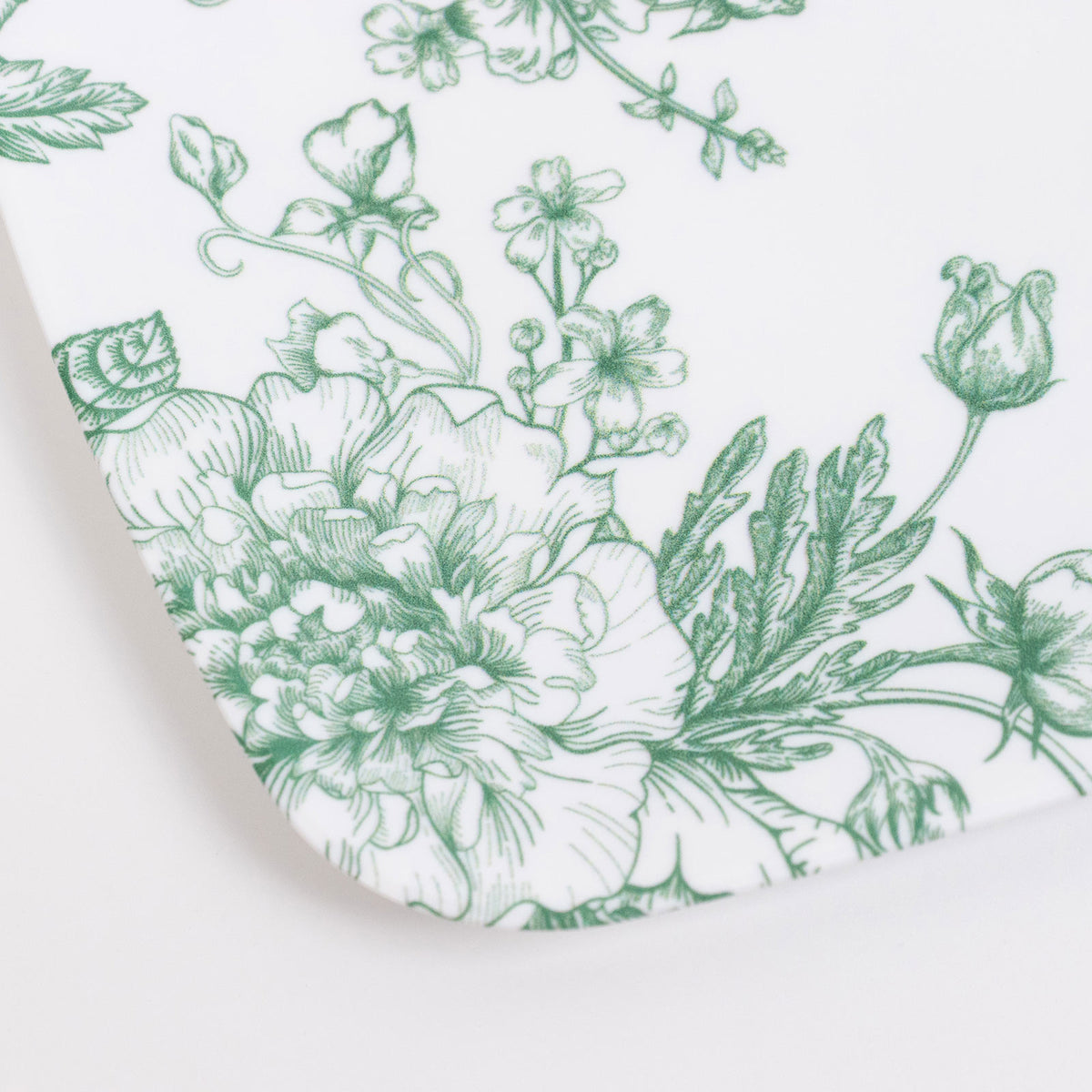 10 Pack French Toile Plastic Rectangle Serving Trays, 12"L x 7"W Sage Green & White Floral Party Pla
