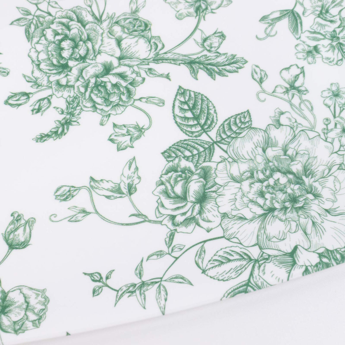 10 Pack French Toile Plastic Rectangle Serving Trays, 12"L x 7"W Sage Green & White Floral Party Pla