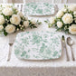 10 Pack French Toile Plastic Rectangle Serving Trays, 12"L x 7"W Sage Green & White Floral Party Pla