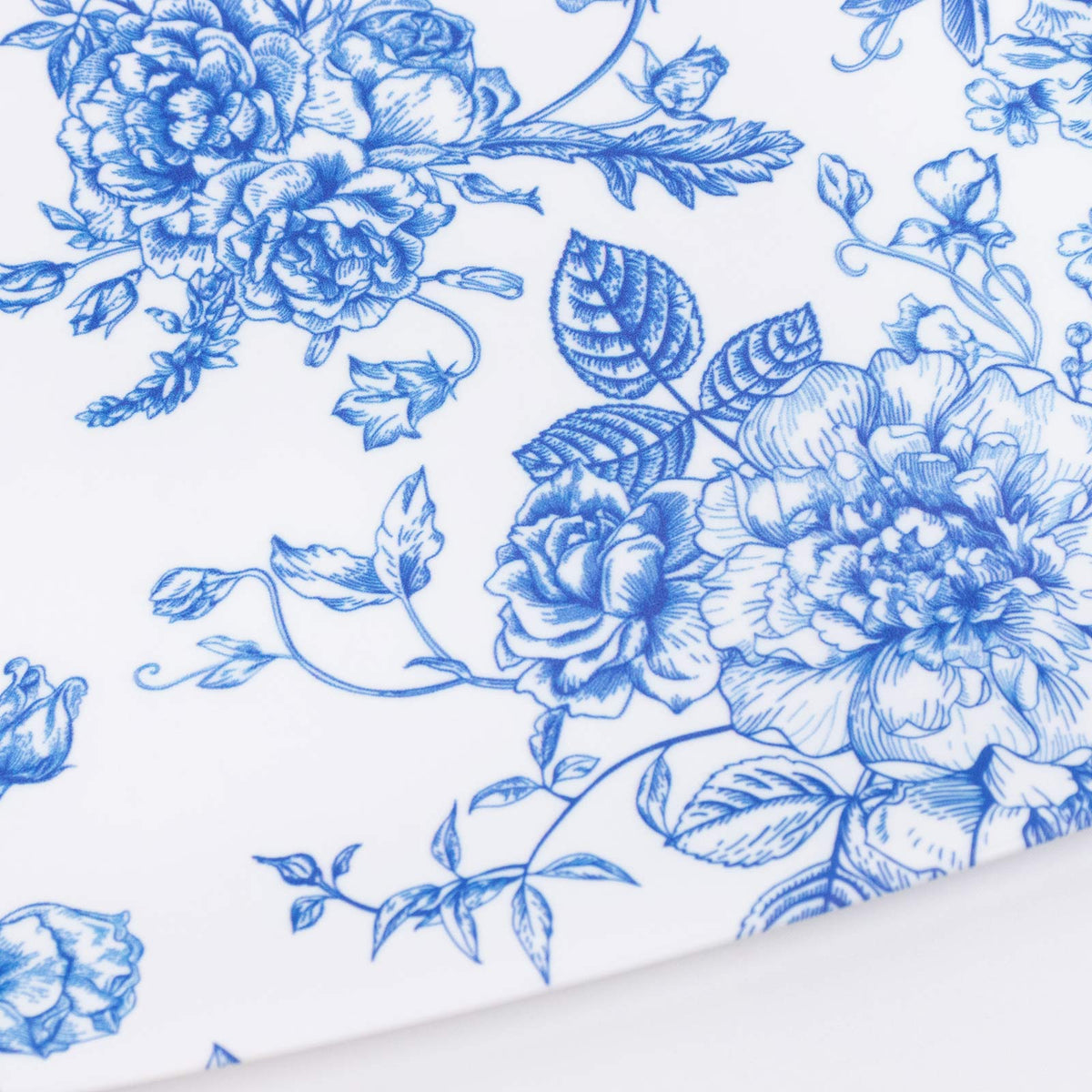 10 Pack French Toile Plastic Rectangle Serving Trays, 13"L x 9"W Blue & White Floral Party Platters