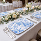 10 Pack French Toile Plastic Rectangle Serving Trays, 13"L x 9"W Blue & White Floral Party Platters