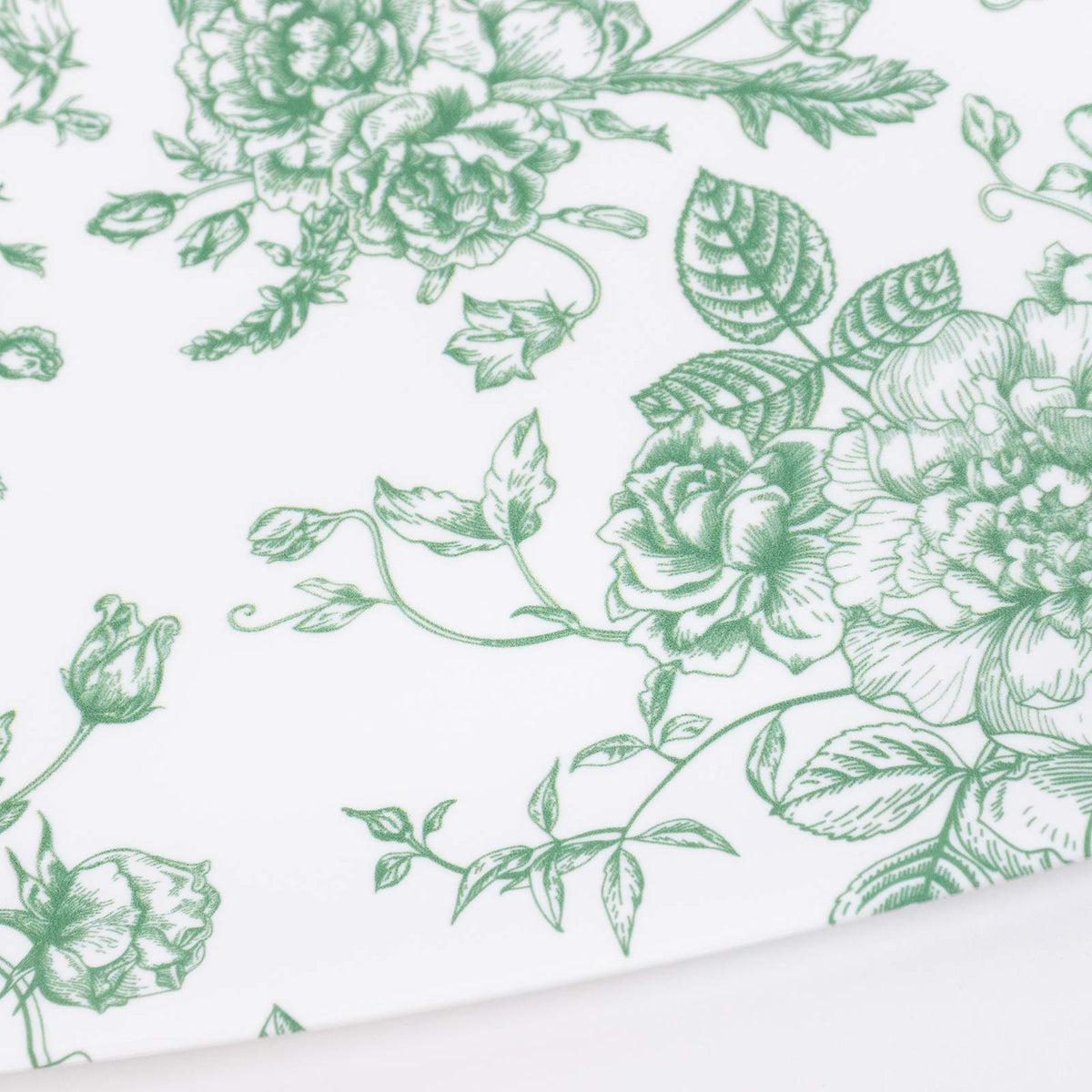 10 Pack French Toile Plastic Rectangle Serving Trays, 13"L x 9"W Sage Green & White Floral Party Pla