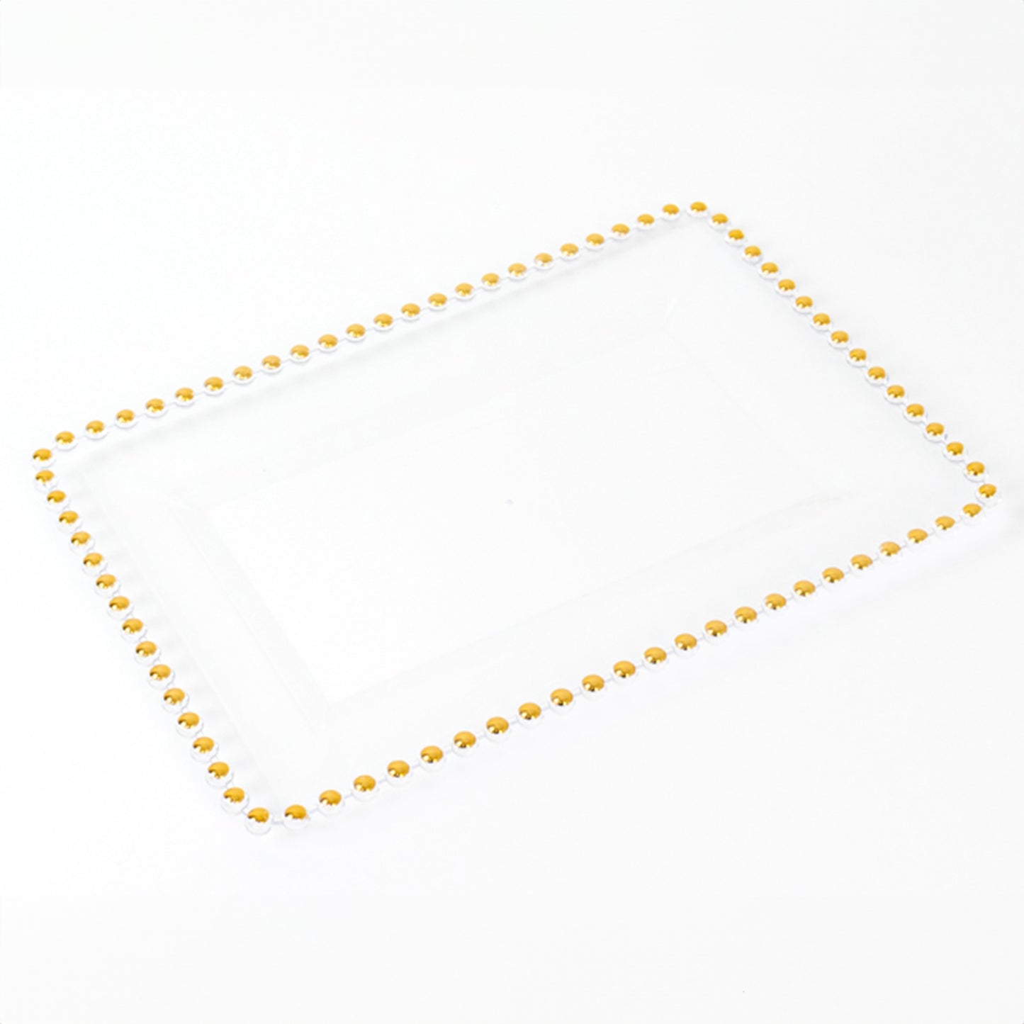 6 Pack Acrylic Serving Platters with Gold Beaded Rim, Clear Rectangular Food Trays for Desserts and Appetizers - 9"x13"