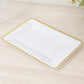 6 Pack Acrylic Serving Platters with Gold Beaded Rim, White Rectangular Food Trays for Desserts and Appetizers - 9"x13"