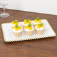 6 Pack Acrylic Serving Platters with Gold Beaded Rim, White Rectangular Food Trays for Desserts and Appetizers - 9"x13"