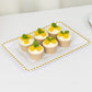 6 Pack Acrylic Serving Platters with Gold Beaded Rim, White Rectangular Food Trays for Desserts and Appetizers - 9"x13"