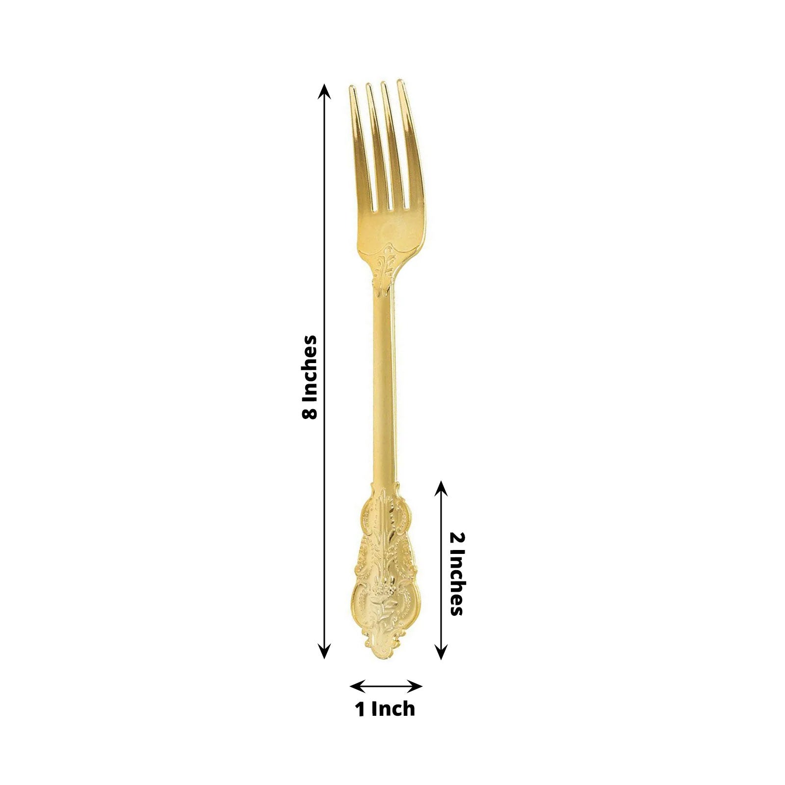 24 Pack | Metallic Gold 8inch Baroque Style Heavy Duty Plastic Forks