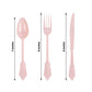 72 Pcs Blush Plastic Silverware Set in Baroque Style, Heavy Duty Disposable Utensils - Knife, Fork and Spoon Set
