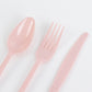 72 Pcs Blush Plastic Silverware Set in Baroque Style, Heavy Duty Disposable Utensils - Knife, Fork and Spoon Set