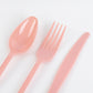 72 Pcs Dusty Rose Plastic Silverware Set in Baroque Style, Heavy Duty Disposable Utensils - Knife, Fork and Spoon Set