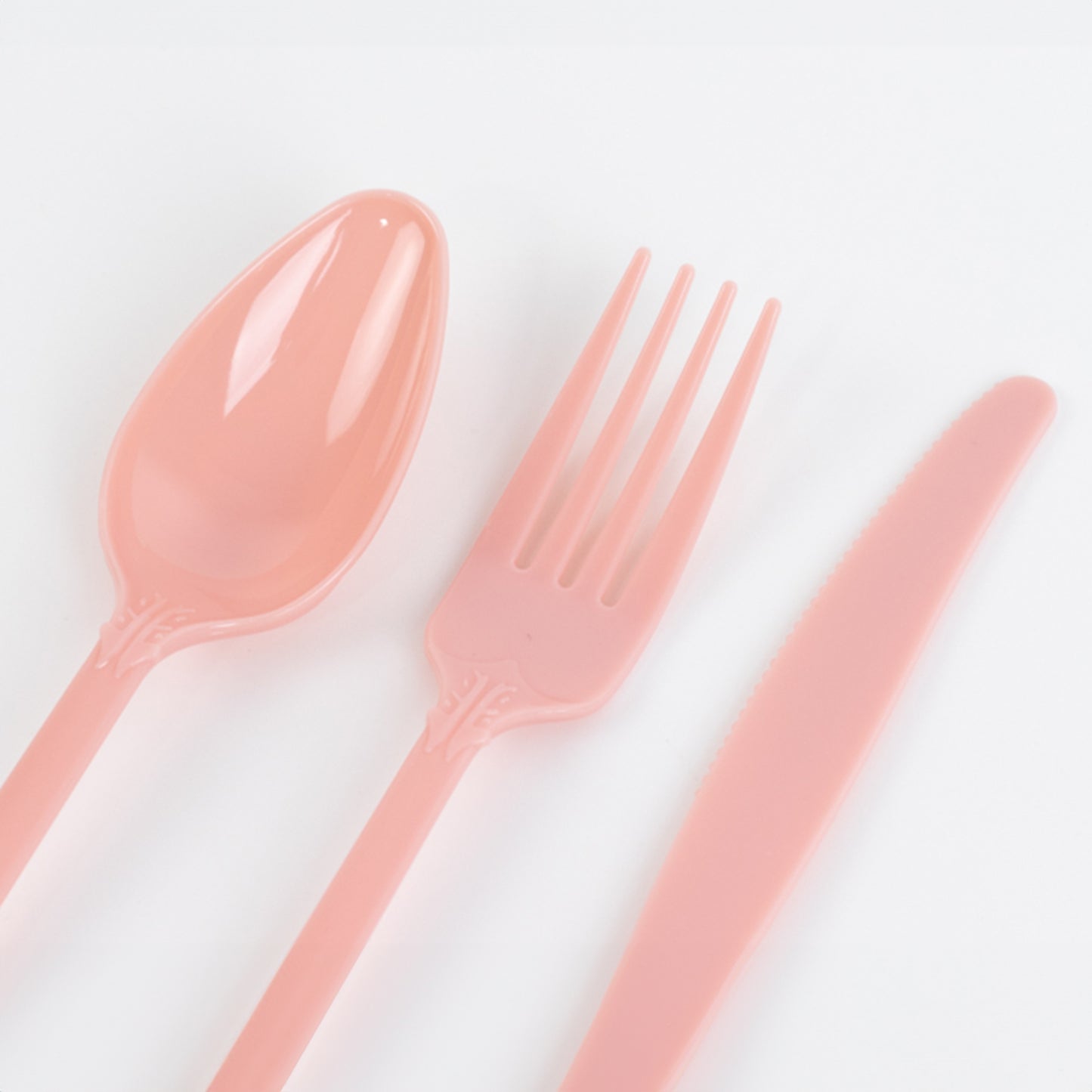 72 Pcs Dusty Rose Plastic Silverware Set in Baroque Style, Heavy Duty Disposable Utensils - Knife, Fork and Spoon Set