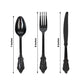 72 Pcs Plastic Silverware Set in Baroque Style Black - Heavy Duty Disposable Knife, Fork, and Spoon Set