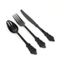 72 Pcs Plastic Silverware Set in Baroque Style Black - Heavy Duty Disposable Knife, Fork, and Spoon Set