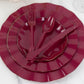 72 Pcs Burgundy Plastic Silverware Set in Baroque Style, Heavy Duty Disposable Utensils - Knife, Fork and Spoon Set