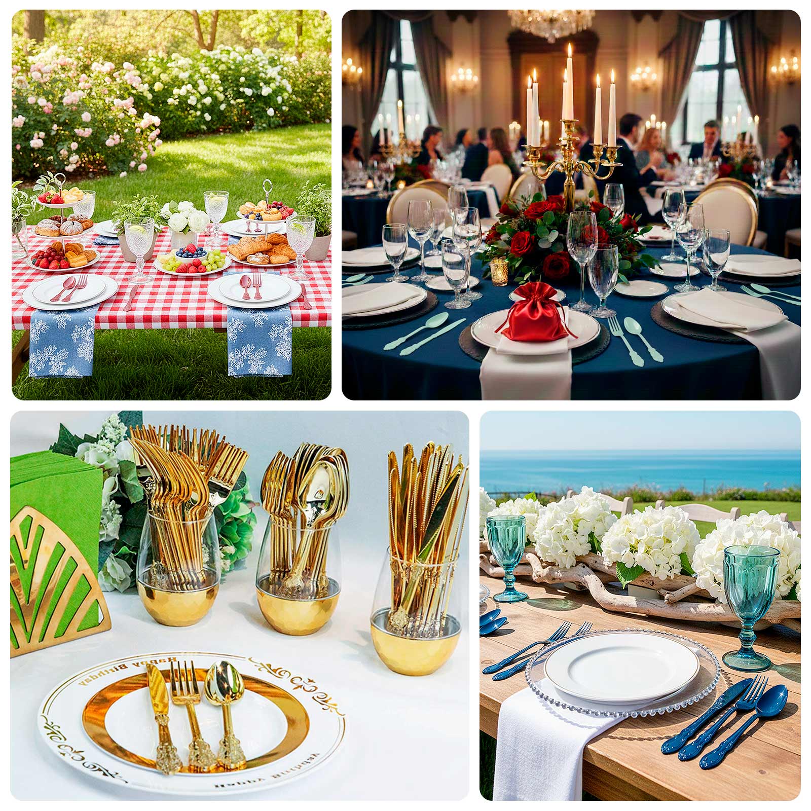 72 Pcs Plastic Silverware Set in Baroque Style, Heavy Duty Disposable Utensils - Knife, Fork and Spoon Set