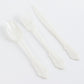 72 Pcs Ivory Plastic Silverware Set in Baroque Style, Heavy Duty Disposable Utensils - Knife, Fork and Spoon Set