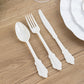 72 Pcs Ivory Plastic Silverware Set in Baroque Style, Heavy Duty Disposable Utensils - Knife, Fork and Spoon Set