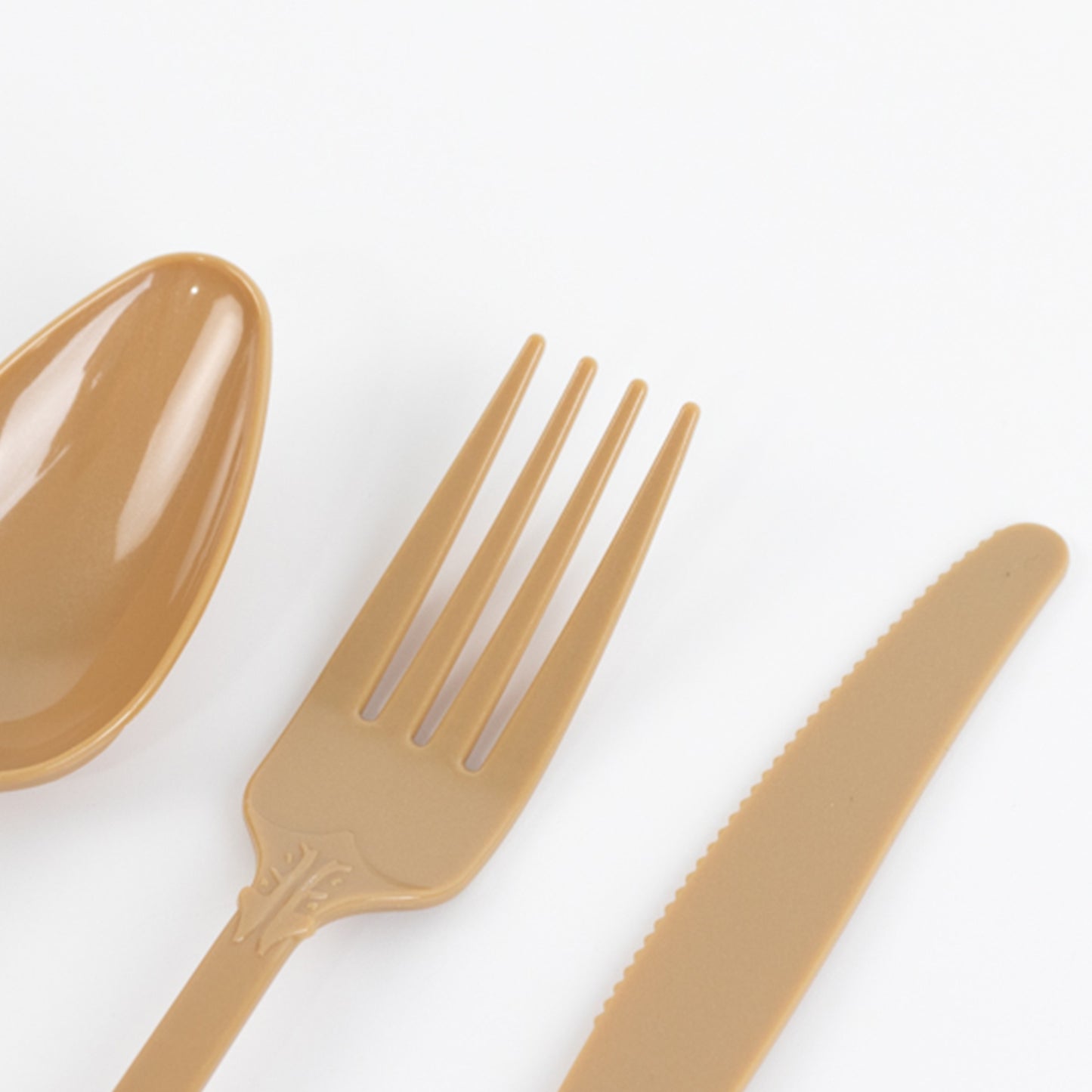 72 Pcs Matte Gold Plastic Silverware Set in Baroque Style, Heavy Duty Disposable Utensils - Knife, Fork and Spoon Set