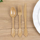 72 Pcs Matte Gold Plastic Silverware Set in Baroque Style, Heavy Duty Disposable Utensils - Knife, Fork and Spoon Set