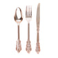 24 Pack Metallic Rose Gold Baroque Style Heavy Duty Plastic Silverware Set