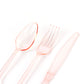 72 Pcs Plastic Silverware Set in Baroque Style Transparent Blush - Heavy Duty Disposable Knife, Fork, and Spoon Set