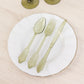 72 Pcs Plastic Silverware Set in Baroque Style Transparent Dusty Sage Green - Heavy Duty Disposable Knife, Fork, and Spoon Set