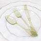 72 Pcs Plastic Silverware Set in Baroque Style Transparent Dusty Sage Green - Heavy Duty Disposable Knife, Fork, and Spoon Set
