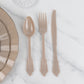 72 Pcs Taupe Plastic Silverware Set in Baroque Style, Heavy Duty Disposable Utensils - Knife, Fork and Spoon Set