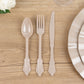 72 Pcs Taupe Plastic Silverware Set in Baroque Style, Heavy Duty Disposable Utensils - Knife, Fork and Spoon Set