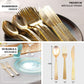 24 Pack | 7" Hammered Design Gold Heavy Duty Plastic Silverware Set