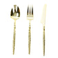 60-Pack Gold Plastic Cutlery Set with Faceted Hammered Handles - Heavy Duty Disposable Silverware