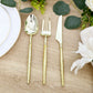 60-Pack Gold Plastic Cutlery Set with Faceted Hammered Handles - Heavy Duty Disposable Silverware