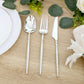 60-Pack Silver Plastic Cutlery Set with Faceted Hammered Handles - Heavy Duty Disposable Silverware