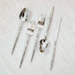 60-Pack Silver Plastic Cutlery Set with Faceted Hammered Handles - Heavy Duty Disposable Silverware