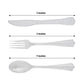 7-inch clear plastic cutlery set: knife, fork, and spoon for catering and events.