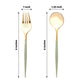 24 Pack Metallic Gold Sage Green Premium Disposable Fork Spoon Silverware Set, 6" Modern Heavy Duty Plastic Utensils