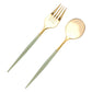24 Pack Metallic Gold Sage Green Premium Disposable Fork Spoon Silverware Set, 6" Modern Heavy Duty Plastic Utensils