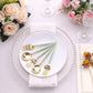 24 Pack Metallic Gold Sage Green Premium Disposable Fork Spoon Silverware Set, 6" Modern Heavy Duty Plastic Utensils