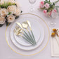 24 Pack Metallic Gold With Dusty Sage Green Silverware Set, 8" Modern Premium Plastic Utensil Set