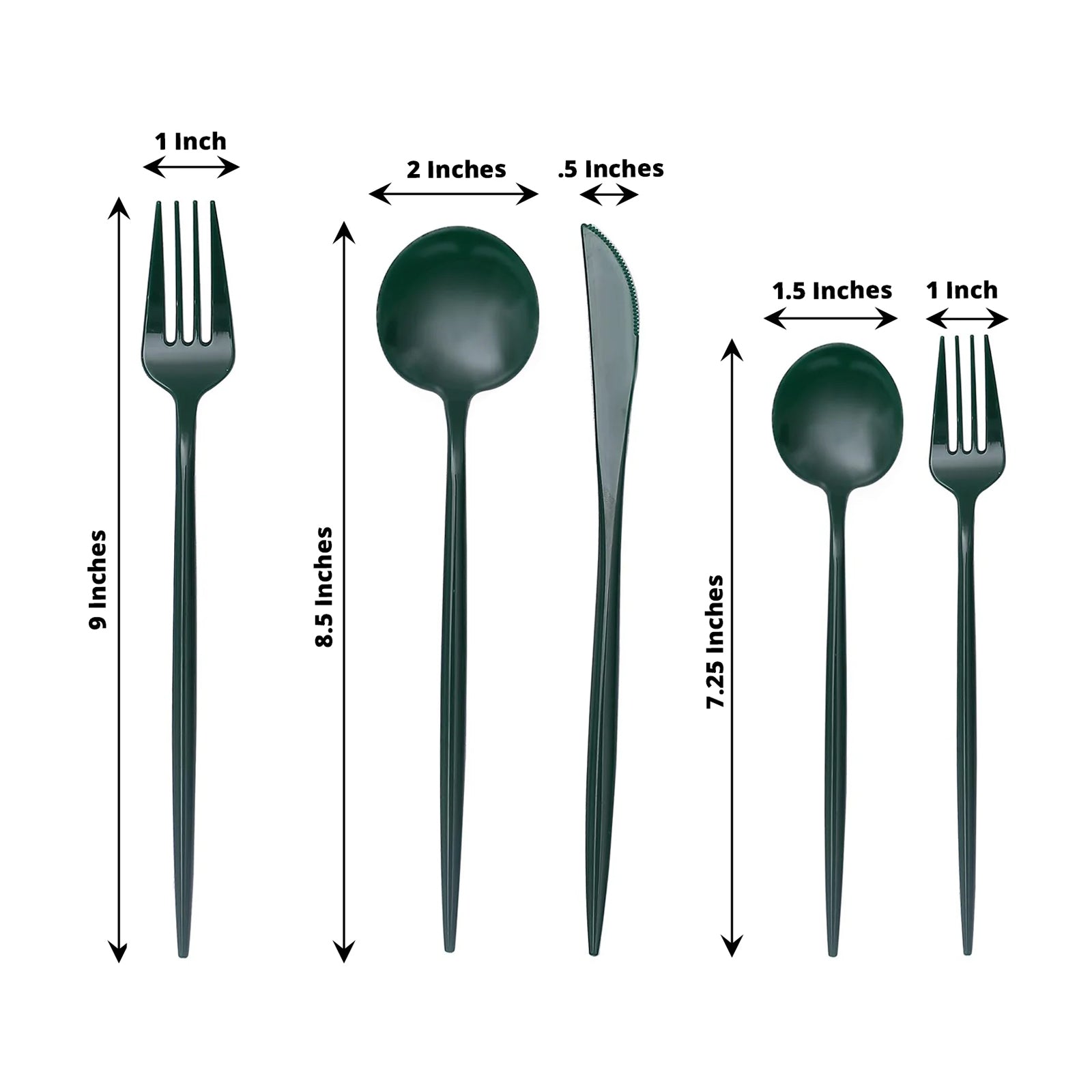 50 Piece Set Of Hunter Emerald Green Plastic Utensil