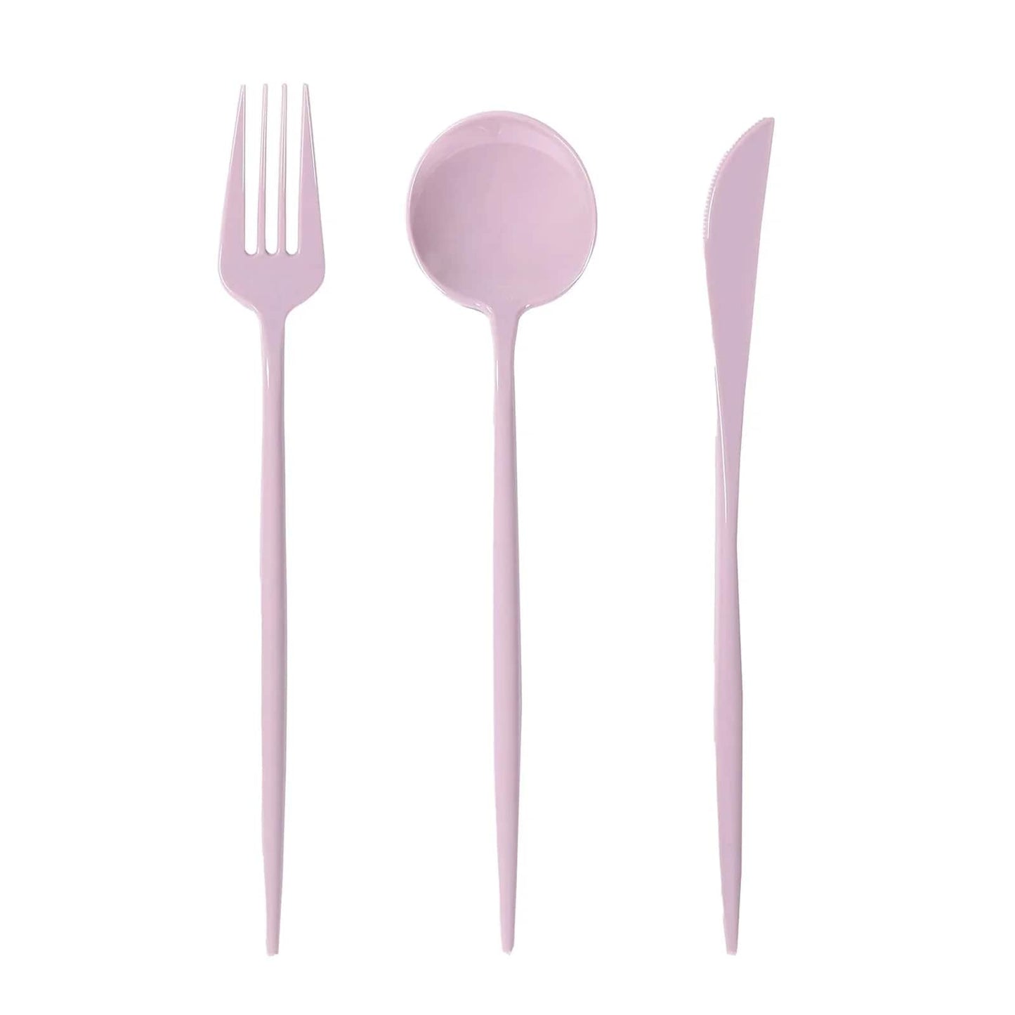 60 Pack Plastic Silverware Set, Lavender Lilac Heavy Duty Disposable Sleek Utensil Cutlery