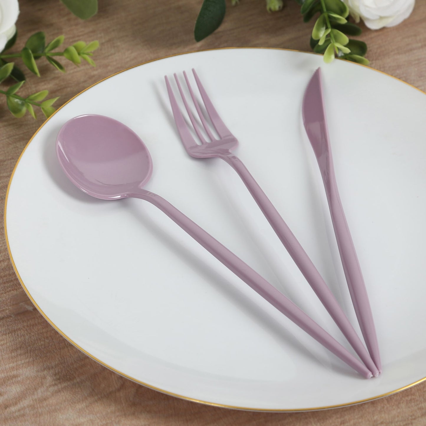 60 Pack Plastic Silverware Set, Lavender Lilac Heavy Duty Disposable Sleek Utensil Cutlery