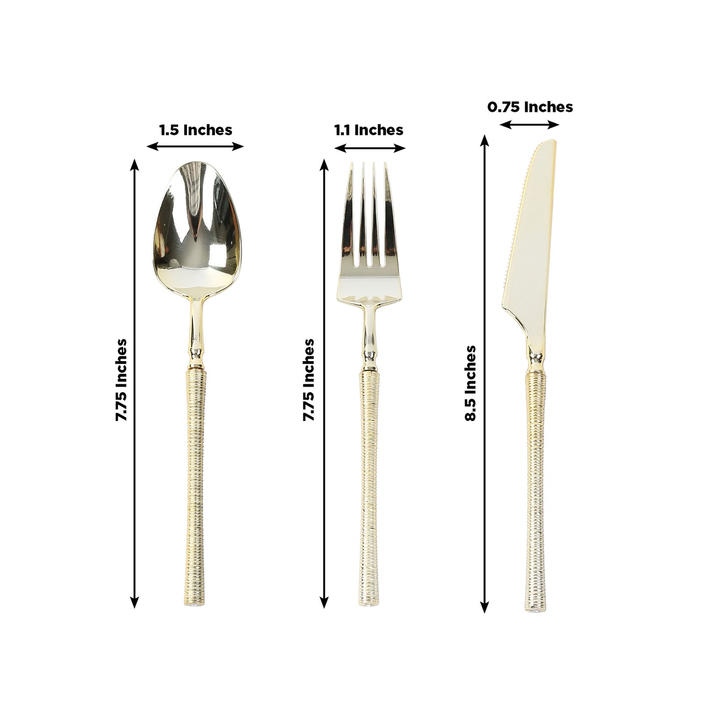 60-Pack Plastic Cutlery Set with Ribbed Handle - Gold, Heavy Duty Disposable Fork Spoon Knife Combo