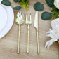 60-Pack Plastic Cutlery Set with Ribbed Handle - Gold, Heavy Duty Disposable Fork Spoon Knife Combo