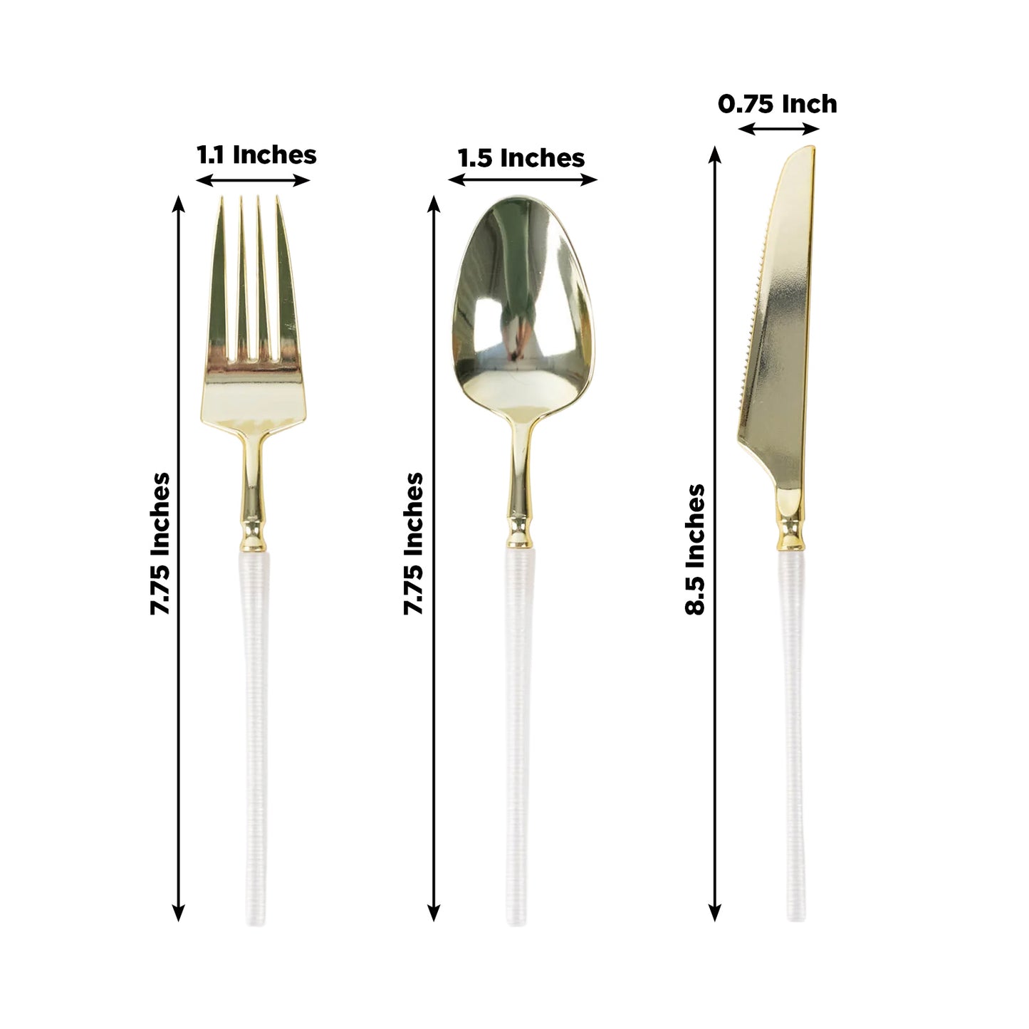 60 Pcs Plastic Cutlery Set Gold with White Handle, Heavy Duty Disposable Fork Spoon Knife Combo, Mod