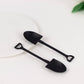 Black mini shovel spoons for desserts, 4.5" disposable, 100 pack.