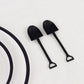 Black mini shovels for desserts, perfect for ice cream and snacks.