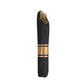 Gold disposable cutlery set with black napkin, wrapped for convenience.