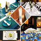 Set of 24 silver pre-rolled plastic silverware with white napkins.