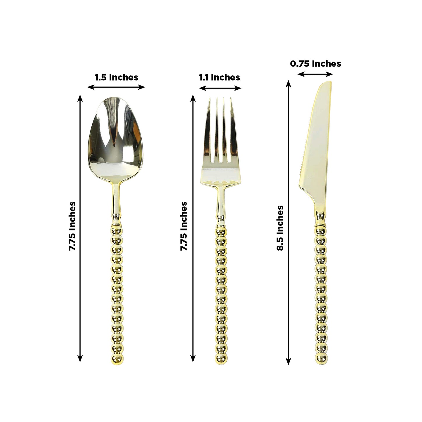 60-Pack Gold Plastic Cutlery Set with Beaded Handles - Heavy Duty Disposable Silverware